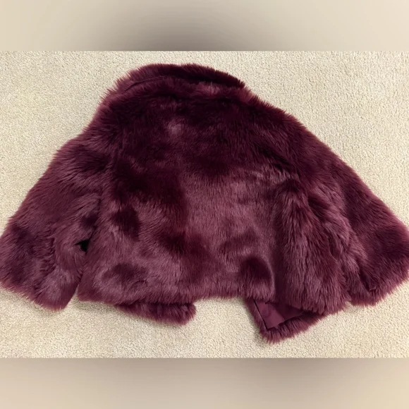 Janie and Jack Faux Fur Jacket in Deep Plum - Picture 2 of 4